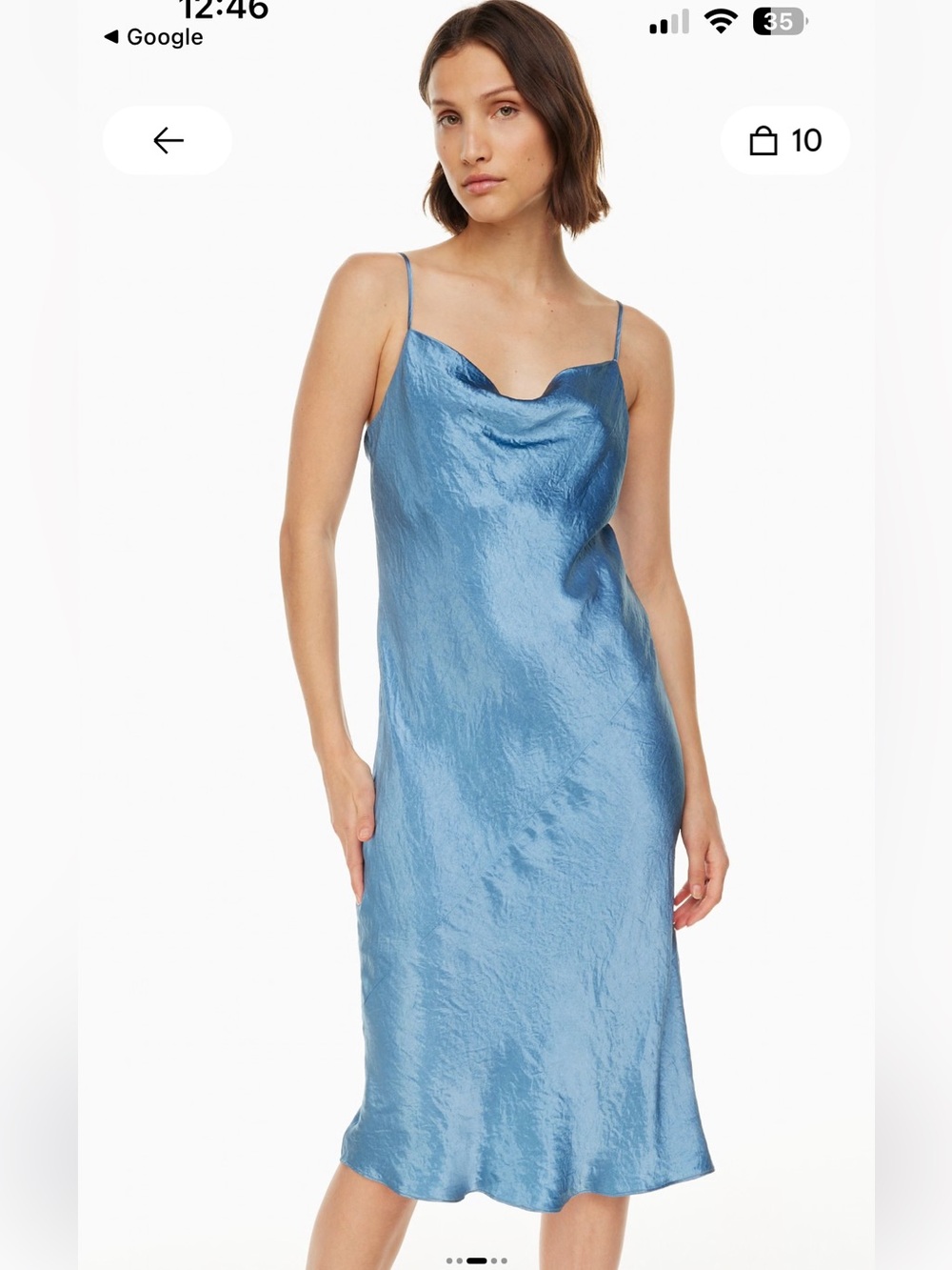 Aritzia Model blue satin midi dress M